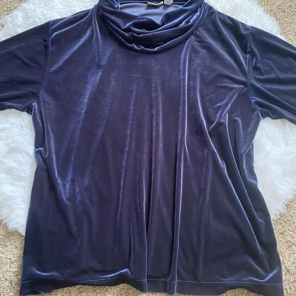 Easy Wear by Chico’s Velour Pants and Top Outfit Short Sleeve Blue Women’s Large - Picture 5 of 12